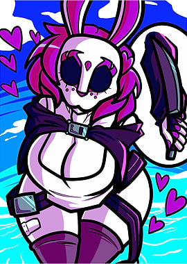 Bunny girl with knife and hearts