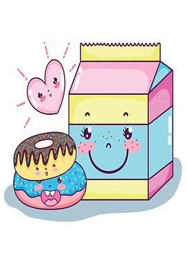 Kawaii Donuts and Milk Carton
