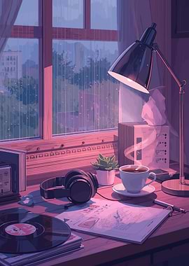 Cozy Rainy Day Desk Setup