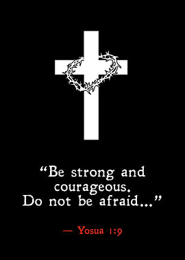 Christian Cross with Crown of Thorns and Verse