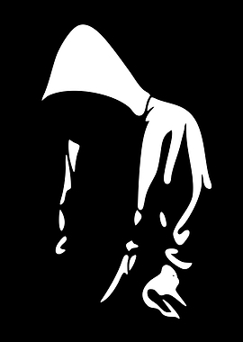 Silhouette of a hooded figure