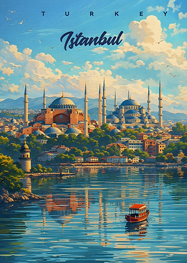 Istanbul Turkey Travel Poster