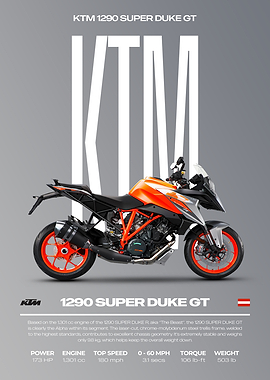 KTM 1290 Super Duke GT Motorcycle Poster