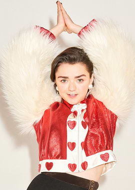 Maisie Williams in a Heart-Patterned Jacket