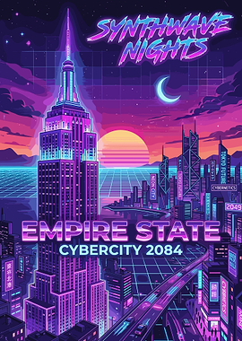 Synthwave Empire State Cybercity
