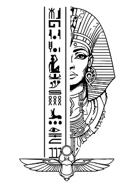 Egyptian Pharaoh and Hieroglyphs