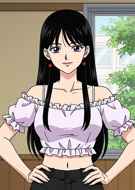 Anime Girl with Star Earrings