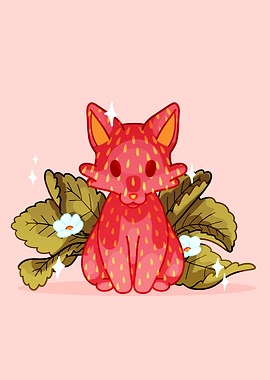 Strawberry Fox with Leaves