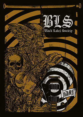 Black Label Society Viking Guitar Art