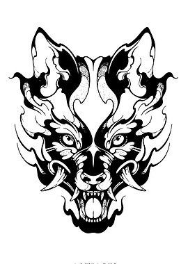 Tribal Wolf Head Tattoo Design