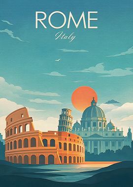 Vintage Rome Travel Poster