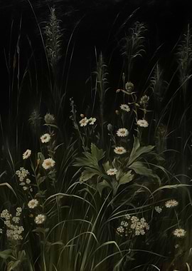 Dark Floral art with Daisies