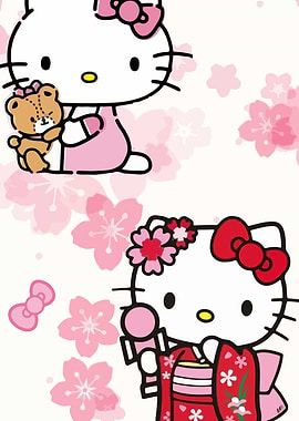 Hello Kitty with Teddy Bear and Kimono