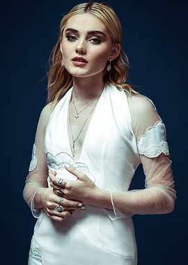Meg Donnelly in White Halter Dress