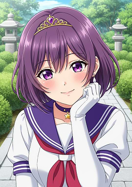 Anime Girl in Sailor Uniform with Tiara