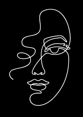 Abstract Face Line Art