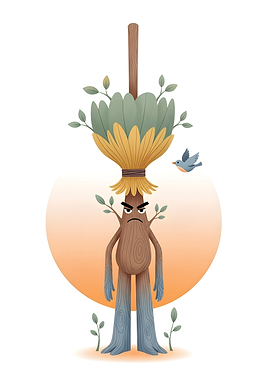 Angry Tree Monster with Bird