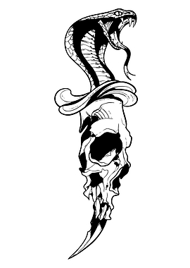 Cobra and Skull Dagger Tattoo Design