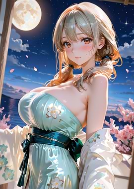 Moonlit Cherry Blossom Kimono Siren