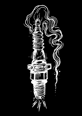 Spark Plug with Smoke and Lightning