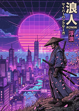 Cyberpunk Ronin in Neon City
