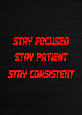 Stay Focused, Patient, Consistent Motivational Text