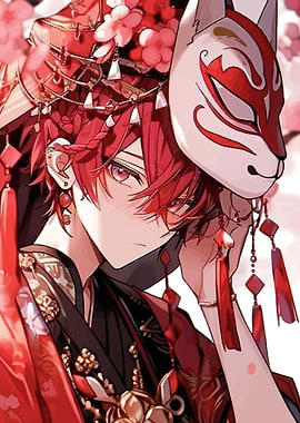 Anime character with Kitsune mask