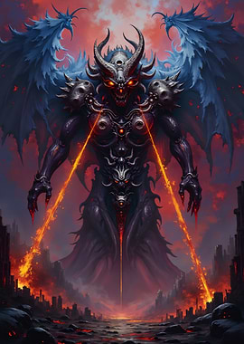 Demonic Figure Overlooking Cityscape