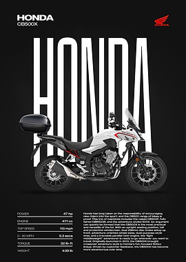 Honda CB500X Motorcycle Poster