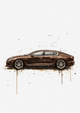 Brown Luxury Sedan Watercolor Art