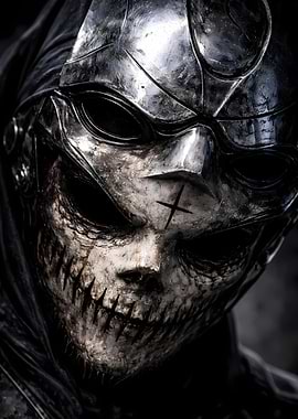 Scary Skull Mask with Metal Helmet