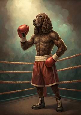 Boxing Dog in a Ring