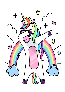 Dabbing Unicorn with Rainbow