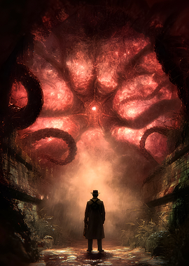 Man confronts cosmic horror