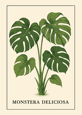 Monstera Deliciosa Botanical Illustration