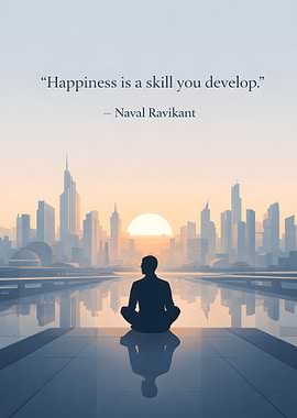 Man meditating in a futuristic city