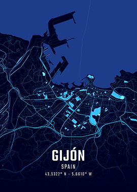 Gijon Midnight City Map