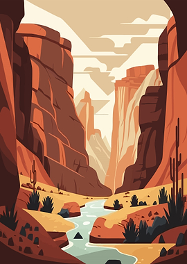 Desert Canyon River Landscape