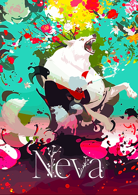 Neva Game Art with Wolf and Girl