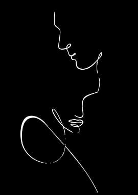 Minimalist Line Art of Two Faces