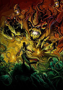 Warrior Fights Tree Monster