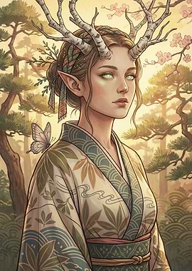Fantasy Forest Nymph with Antlers