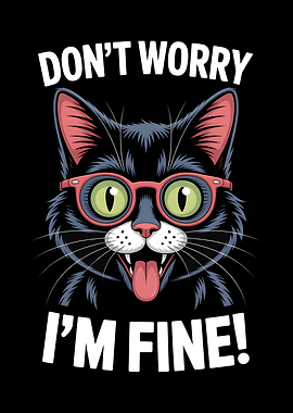 Funny Black Cat Wearing Glasses