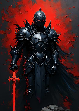 Dark Knight with Glowing Sword