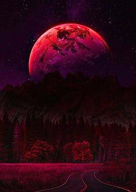 Red Planet Over Dark Forest