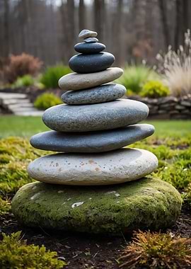 Zen Stone Stack in Garden