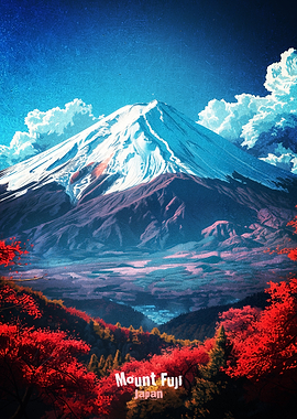 Mount Fuji Japan Autumn Landscape Poster