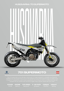Husqvarna 701 Supermoto Motorcycle Poster