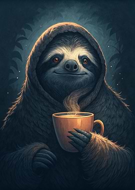 Sloth Enjoying a Hot Drink