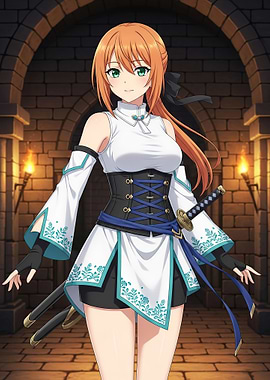 Anime warrior girl with sword